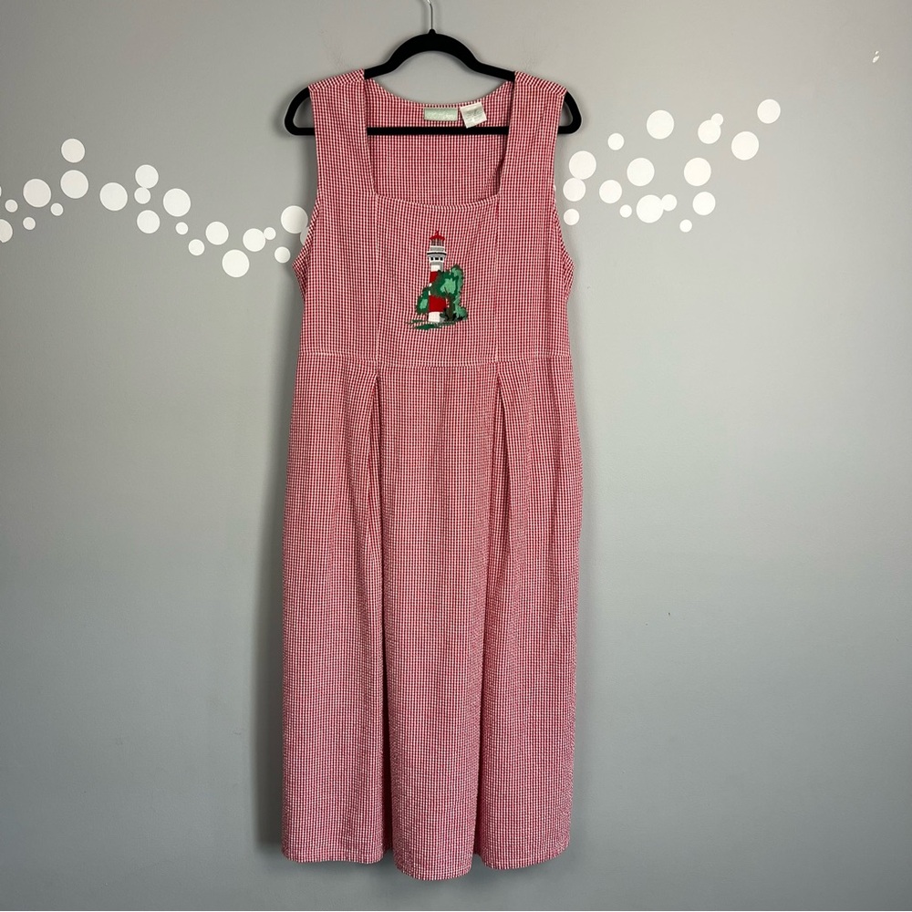 220 Hickory Vintage Cotton Cottagecore Style Dress Size L Gingham